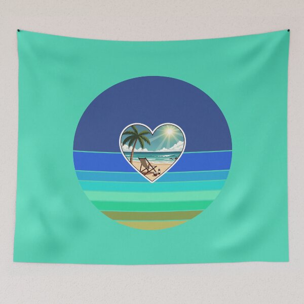Item preview, Tropical Beach Palm Tree and Retro Sun Stripes Vintage Beach Vibes designed and sold by Beachy.