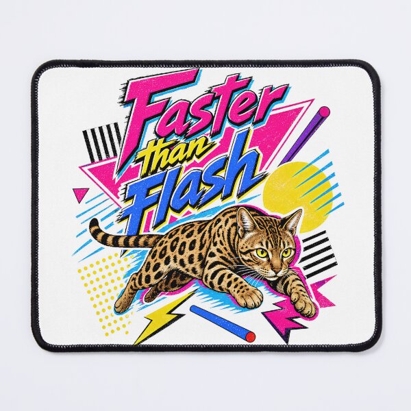 Item preview, Faster than Flash – Retro 90s Bengal Cat Sprint designed and sold by Bengoer18.