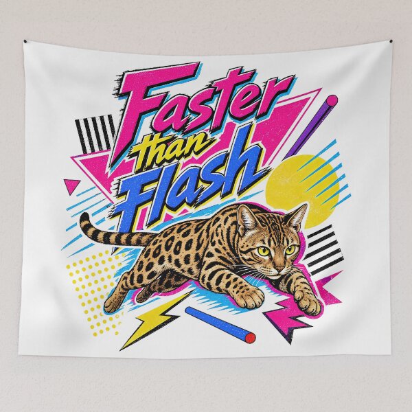 Item preview, Faster than Flash – Retro 90s Bengal Cat Sprint designed and sold by Bengoer18.