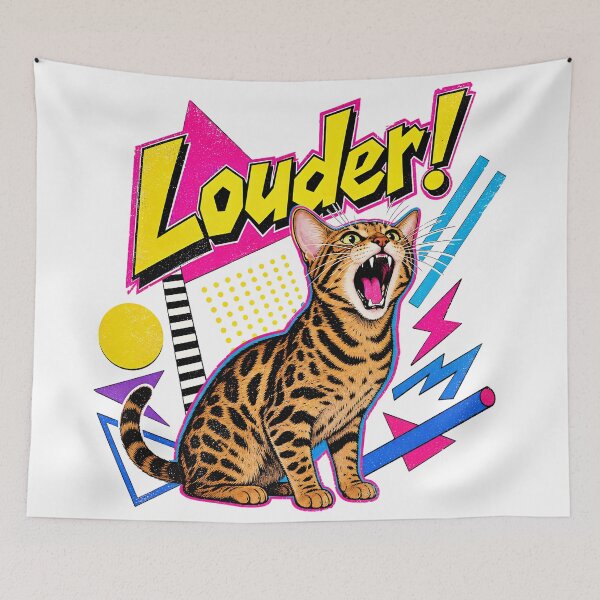 Item preview, Louder! – A flamboyant 90s Memphis Bengal cat designed and sold by Bengoer18.