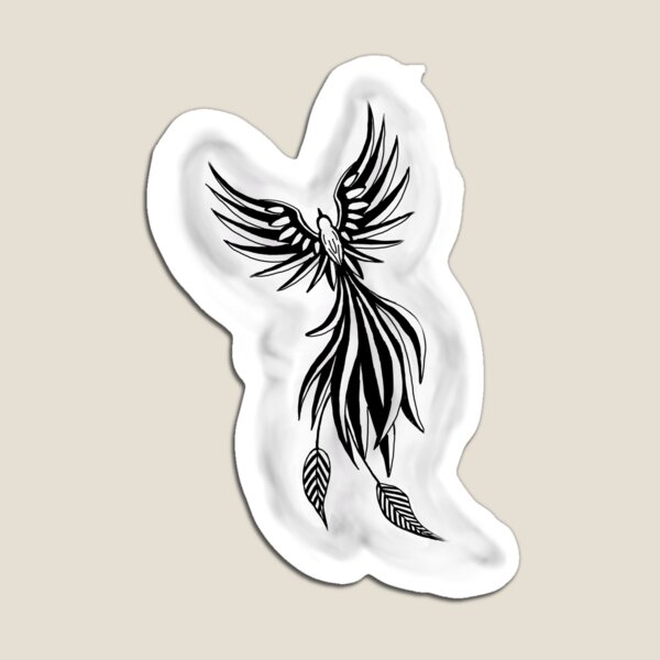 Aperçu de l'œuvre Phénix de fumée blanche - Tatouage minimaliste d'oiseau de feu créée et vendue par URSM.