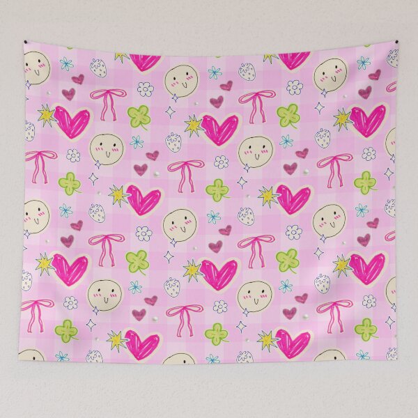 Item preview, Pink Doodle Hearts Y2K Seamless Pattern designed and sold by jianina-alondra.