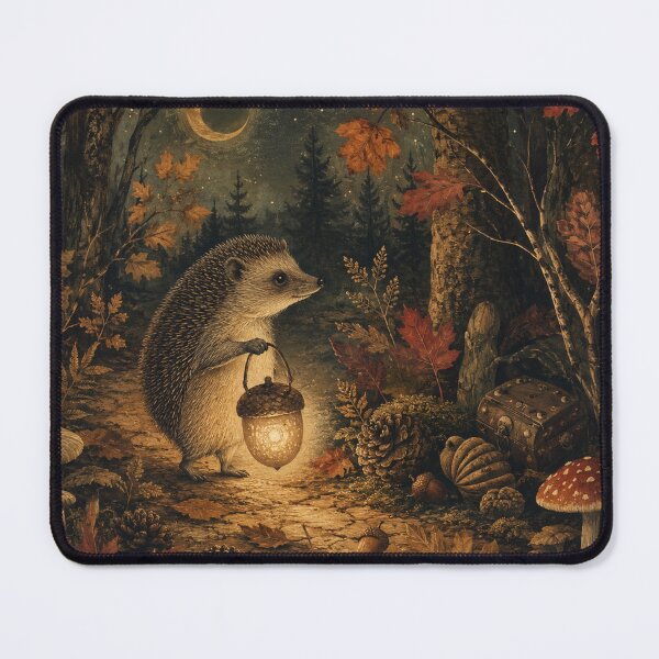 Item preview, Lantern Among Leaves - Cozy Cottage Woodland Hedgehog designed and sold by bapupa.