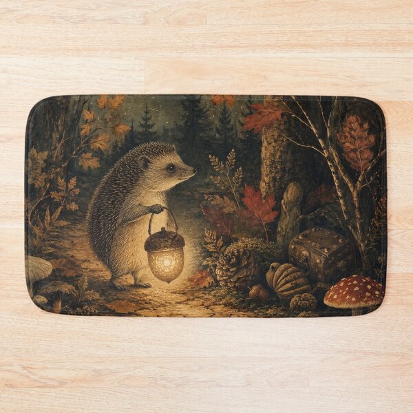 Item preview, Lantern Among Leaves - Cozy Cottage Woodland Hedgehog designed and sold by bapupa.
