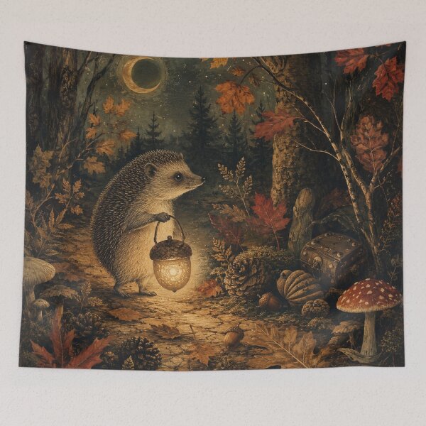 Item preview, Lantern Among Leaves - Cozy Cottage Woodland Hedgehog designed and sold by bapupa.
