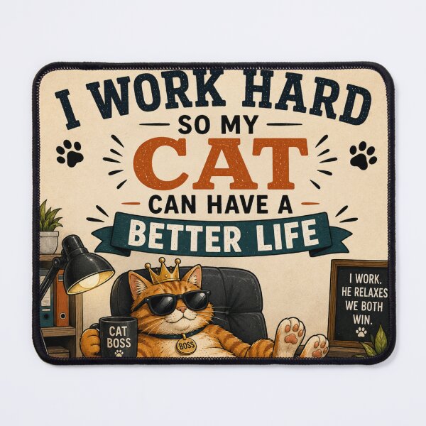 Item preview, I Work Hard So My Cat Can Have a Better Life – Funny Cat Lover designed and sold by SlanPOD.