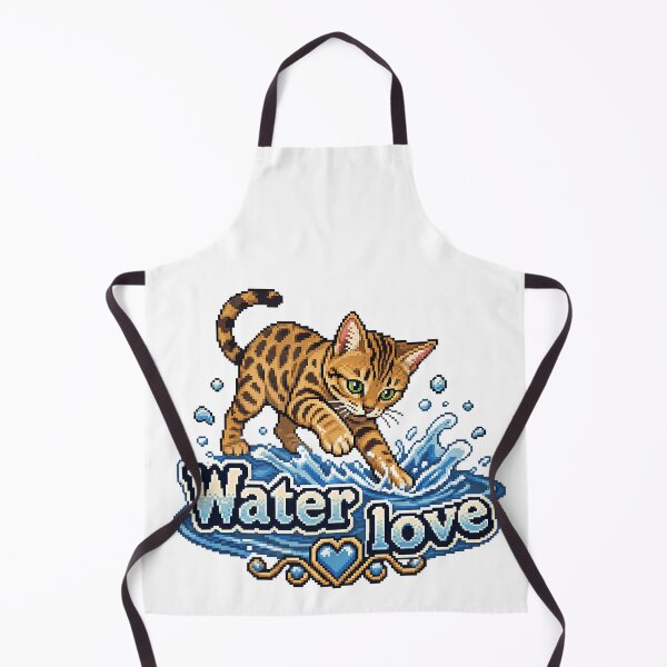Item preview, Water Love – Retro Pixel Art Bengal Cat in Water designed and sold by Bengoer18.