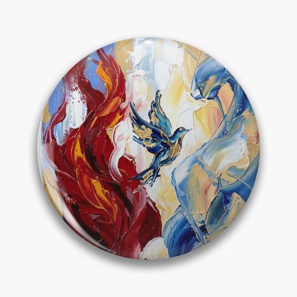 Item preview, Impasto Oil Painting Dynamic Phoenix Rising - Swirling Flame & Ocean Wave Canvas Art designed and sold by Arts121.