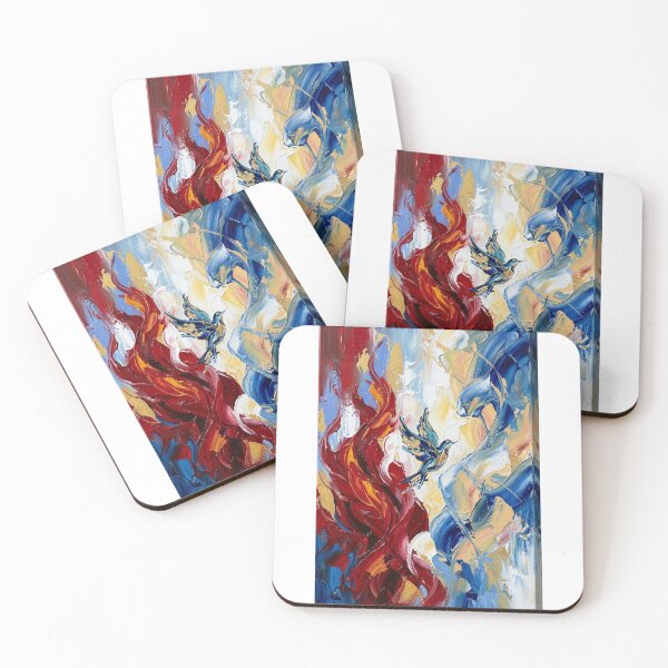 Item preview, Impasto Oil Painting Dynamic Phoenix Rising - Swirling Flame & Ocean Wave Canvas Art designed and sold by Arts121.