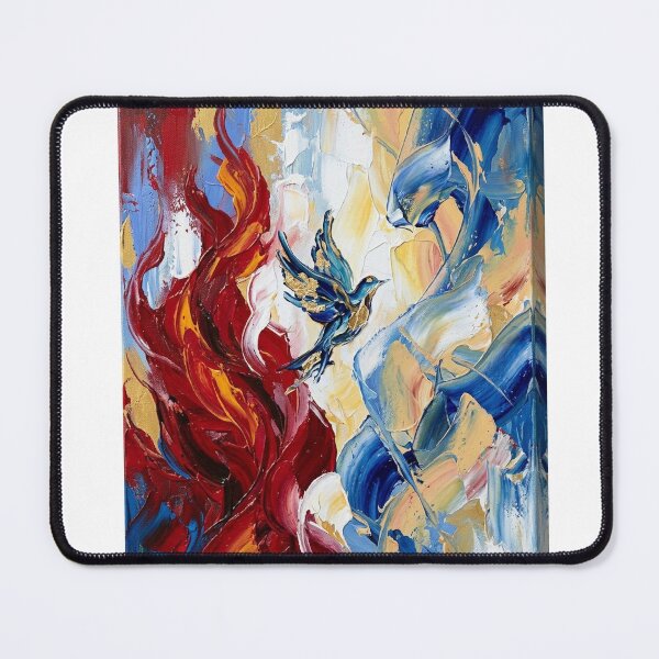 Item preview, Impasto Oil Painting Dynamic Phoenix Rising - Swirling Flame & Ocean Wave Canvas Art designed and sold by Arts121.