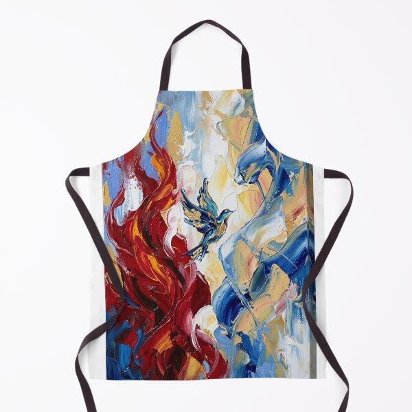 Item preview, Impasto Oil Painting Dynamic Phoenix Rising - Swirling Flame & Ocean Wave Canvas Art designed and sold by Arts121.