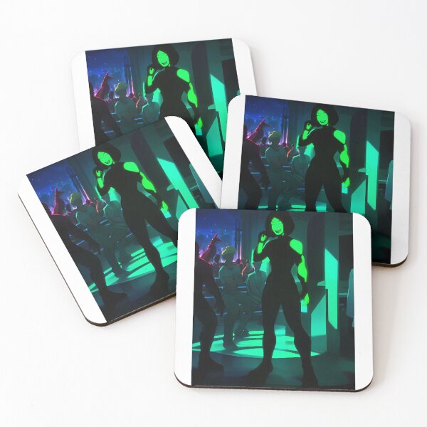 Item preview, Dark Nightclub Neon Green Light Background Laughing Girl. designed and sold by tedinator32.