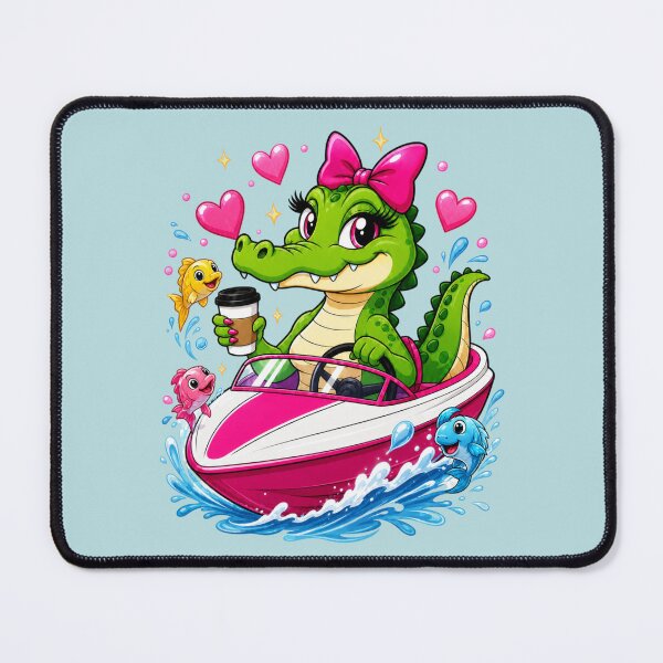 Item preview, Sassy Alligator Boat Shirt Pink Girly Gator Coffee Lover Cute Lake Life Design designed and sold by Rosie's Wildflower Boutique.