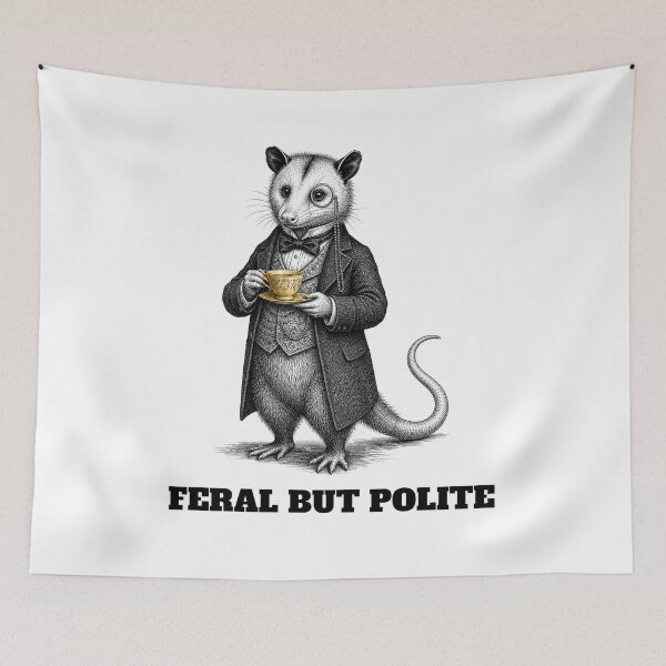 Item preview, CULTURE Feral But Polite — Victorian Gentleman Opossum Tea Time designed and sold by Uglyandcute.