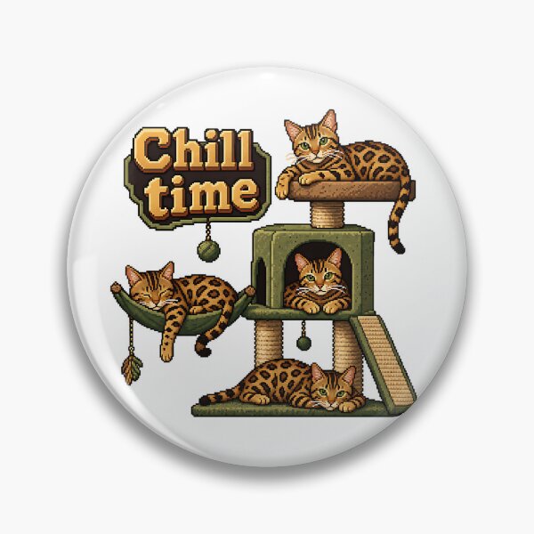 Item preview, Chill Time – Pixel Art Bengal Cat Scratching Post designed and sold by Bengoer18.