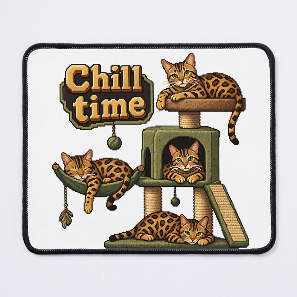 Item preview, Chill Time – Pixel Art Bengal Cat Scratching Post designed and sold by Bengoer18.