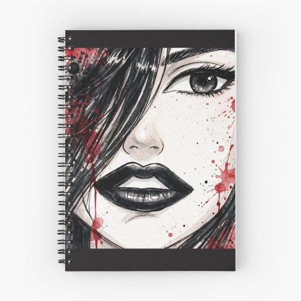 Item preview, Blood Ink Goth Anime Girl - Dark Watercolor Portrait Red Splatter designed and sold by MAISON SYLVIE.