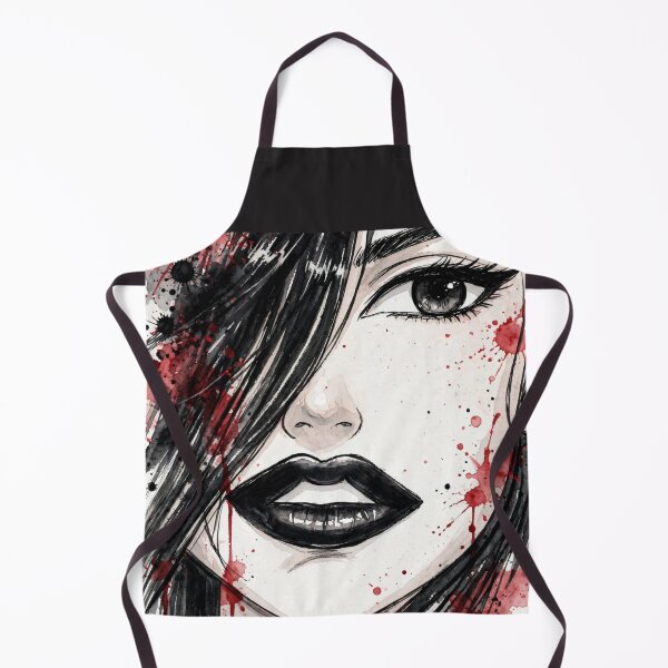Item preview, Blood Ink Goth Anime Girl - Dark Watercolor Portrait Red Splatter designed and sold by MAISON SYLVIE.