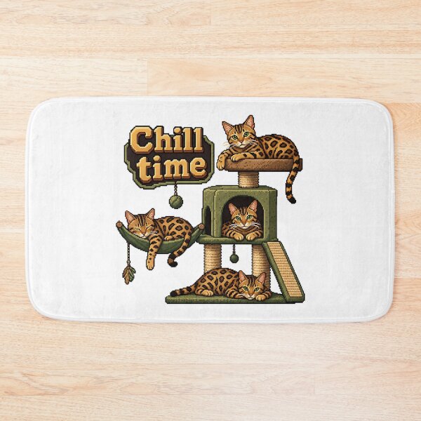 Item preview, Chill Time – Pixel Art Bengal Cat Scratching Post designed and sold by Bengoer18.