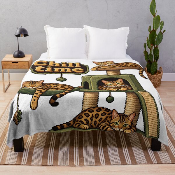 Item preview, Chill Time – Pixel Art Bengal Cat Scratching Post designed and sold by Bengoer18.