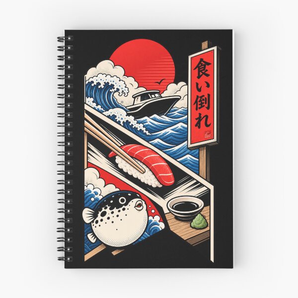Item preview, Japanese Food Wave – Ukiyo-e Sushi Retro Japan Design designed and sold by StackedPixels.