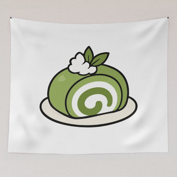 Artikelvorschau, Kawaii Matcha Roll Cake Japanese Dessert entworfen und verkauft von VectorForge Studio.