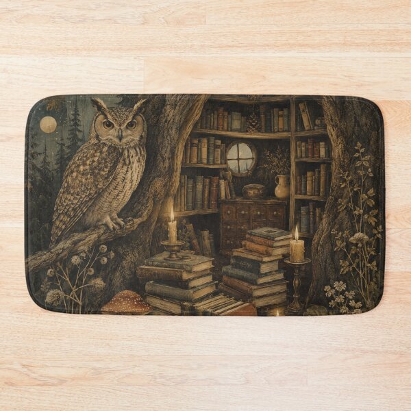 Item preview, Acorn Library - Cozy Cottage Woodland Owl designed and sold by bapupa.