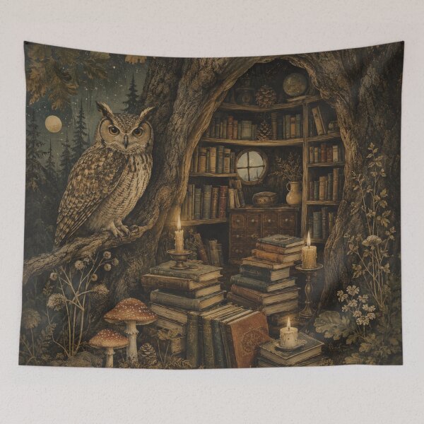 Item preview, Acorn Library - Cozy Cottage Woodland Owl designed and sold by bapupa.