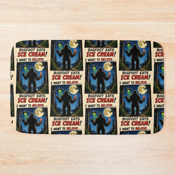 Item preview, I Want to Believe Bigfoot Eats Ice Cream designed and sold by Mad Axle Studios.