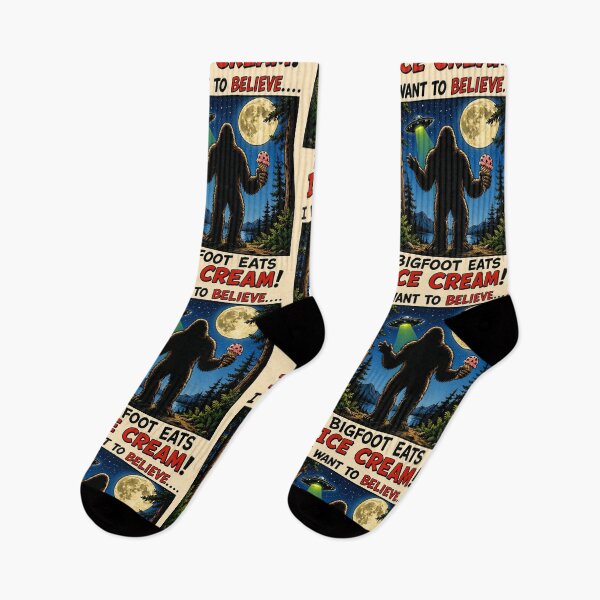 Item preview, I Want to Believe Bigfoot Eats Ice Cream designed and sold by Mad Axle Studios.