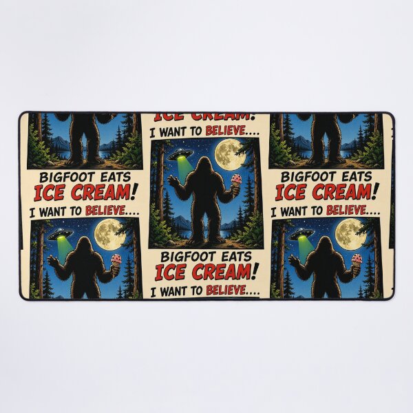 Item preview, I Want to Believe Bigfoot Eats Ice Cream designed and sold by Mad Axle Studios.