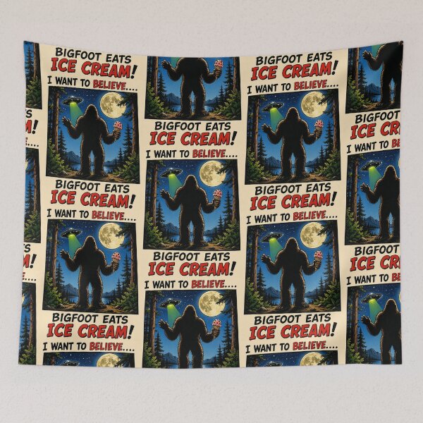 Item preview, I Want to Believe Bigfoot Eats Ice Cream designed and sold by Mad Axle Studios.