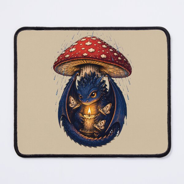 Item preview, Midnight Dragon Under a Mushroom – Dark Fantasy Candle Art designed and sold by VioVibe.