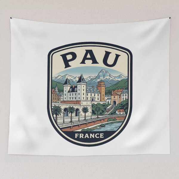 Item preview, Pau France Vintage Travel Poster Pyrenees Mountains designed and sold by k3rstman1.