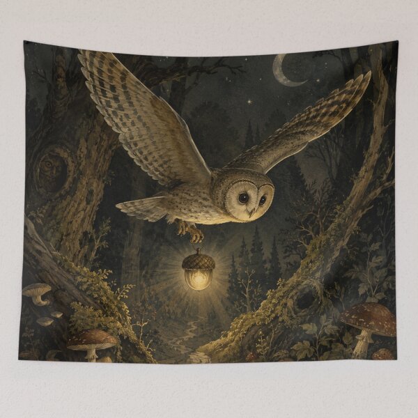 Item preview, Lantern Flight - Cozy Cottage Woodland Owl designed and sold by bapupa.