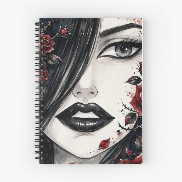 Item preview, Blood Ink Goth Anime Girl - Dark Watercolor Portrait Red Splatter designed and sold by MAISON SYLVIE.