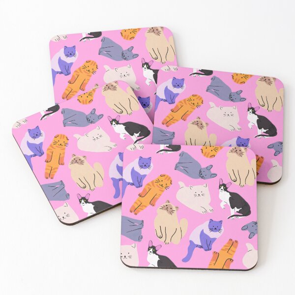 Item preview, Colorful Cats On Pink Seamless Pattern designed and sold by jianina-alondra.