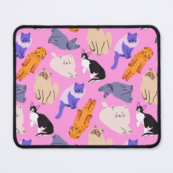 Item preview, Colorful Cats On Pink Seamless Pattern designed and sold by jianina-alondra.