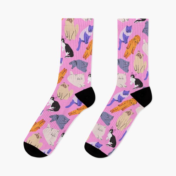 Item preview, Colorful Cats On Pink Seamless Pattern designed and sold by jianina-alondra.