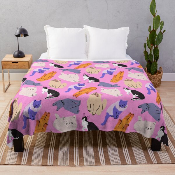 Item preview, Colorful Cats On Pink Seamless Pattern designed and sold by jianina-alondra.