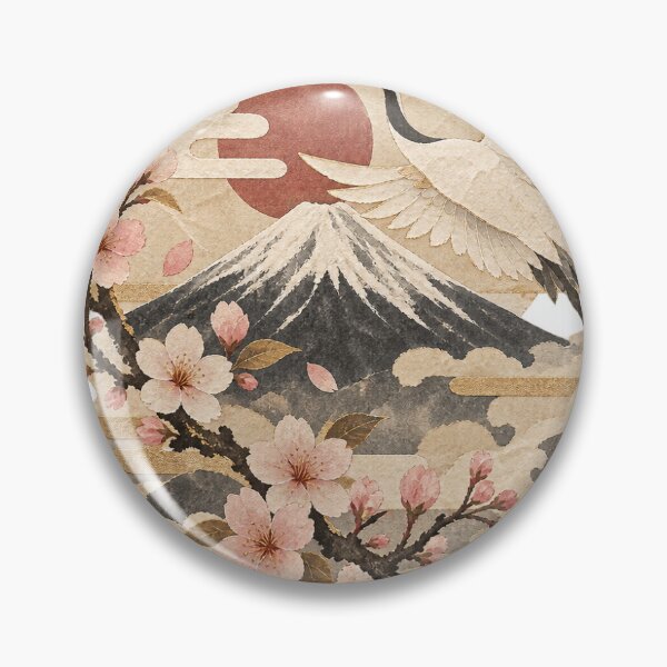 Item preview, Japanese Crane and Mount Fuji Art designed and sold by meow906.