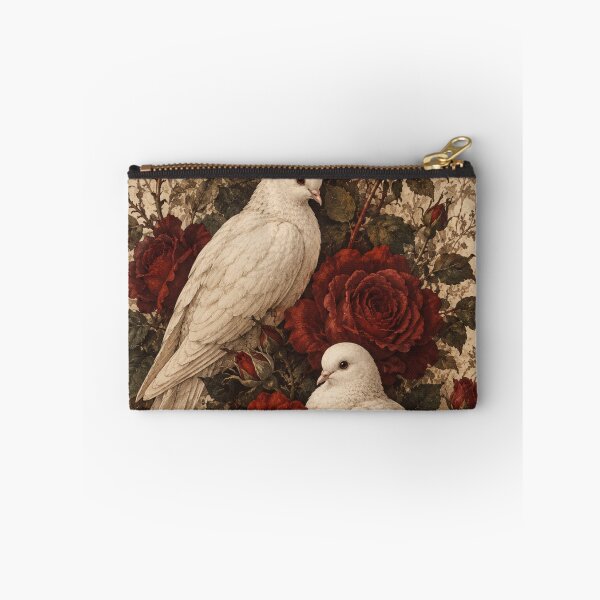 Item preview, Two White Doves & Red Roses – Vintage Victorian Botanical Bird Art Print – Romantic Wall Decor designed and sold by @SHINTOSARTSTORE.