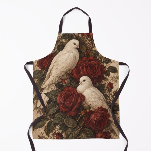 Item preview, Two White Doves & Red Roses – Vintage Victorian Botanical Bird Art Print – Romantic Wall Decor designed and sold by @SHINTOSARTSTORE.