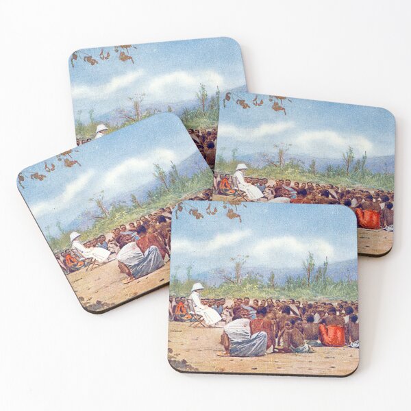 Item preview, Colonial meeting scene beneath trees on open ground designed and sold by Pierre de la Mare.