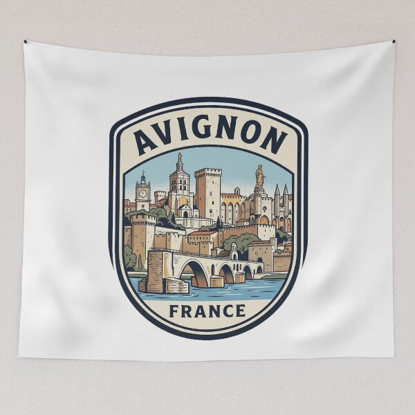 Item preview, Avignon France Retro Travel Badge Illustration designed and sold by k3rstman1.