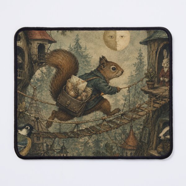Item preview, Treetop Delivery - Cozy Cottage Woodland Squirrel designed and sold by bapupa.