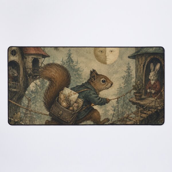 Item preview, Treetop Delivery - Cozy Cottage Woodland Squirrel designed and sold by bapupa.
