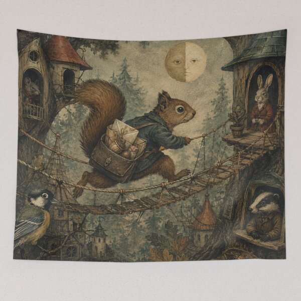 Item preview, Treetop Delivery - Cozy Cottage Woodland Squirrel designed and sold by bapupa.