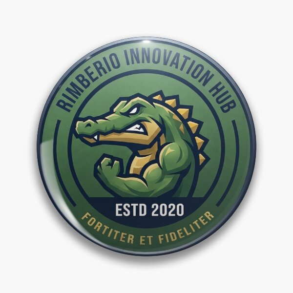 Item preview, Rimberio Innovation Hub Crocodile Mascot | Vintage Badge Design designed and sold by KalaAkari_99.
