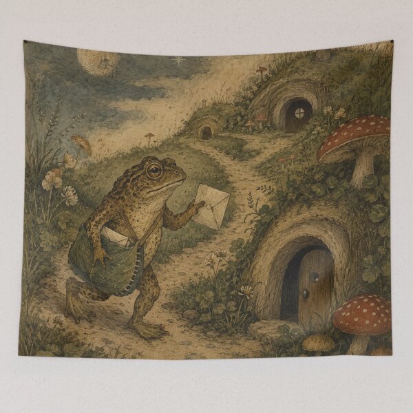 Item preview, Mossy Postmaster - Cozy Cottage Woodland Toad designed and sold by bapupa.